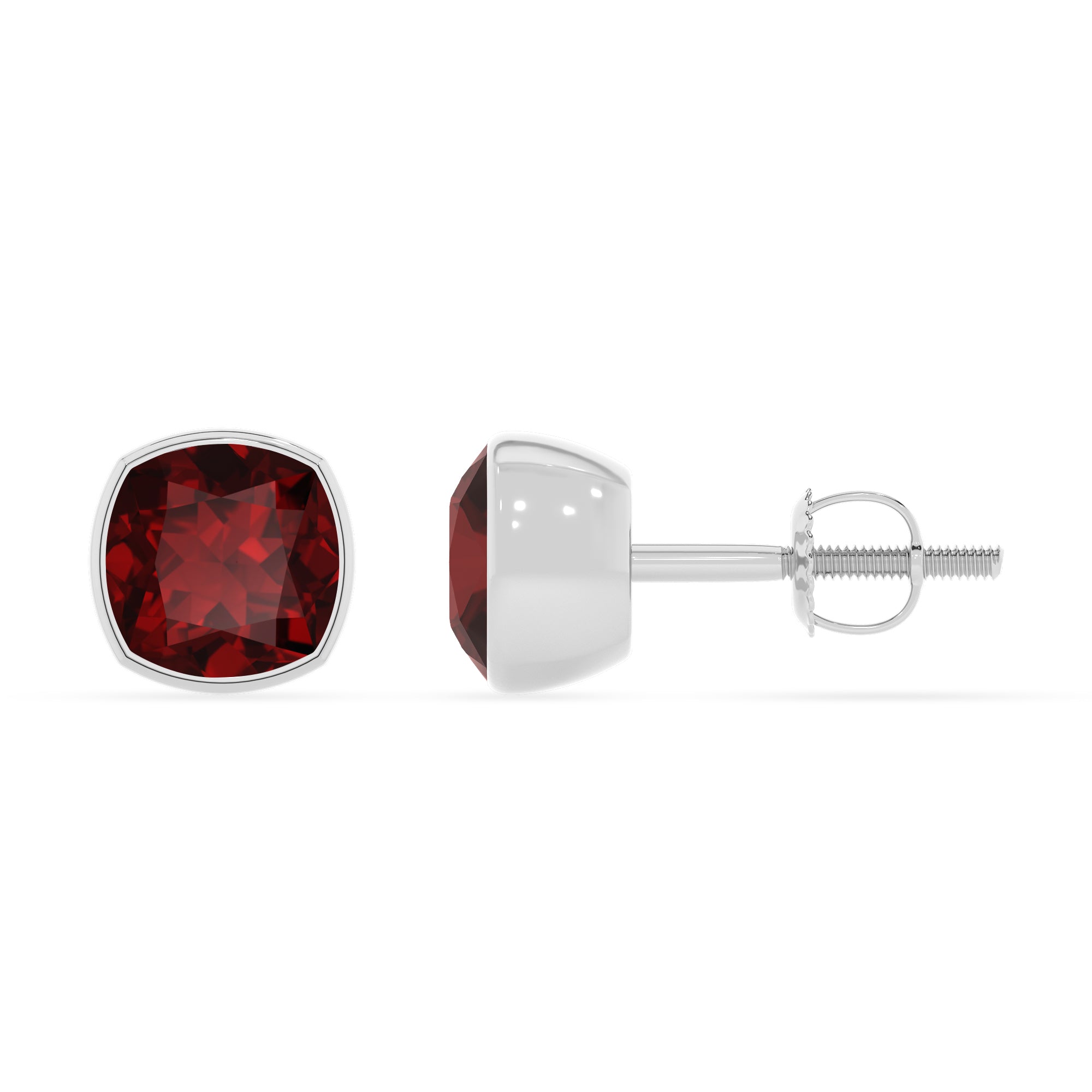 natural garnet cushion stud earrings 