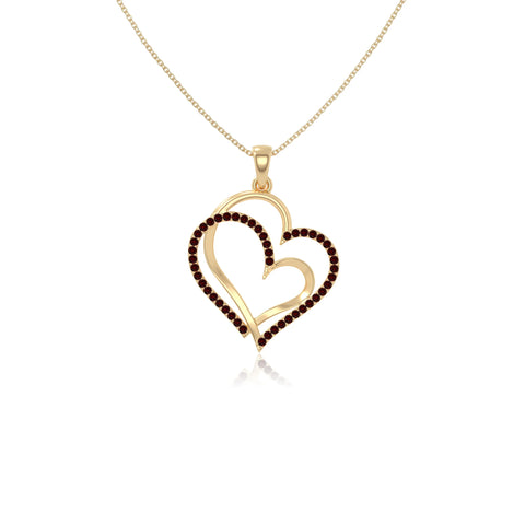 natural garnet double heart necklaces in yellow gold vermeil 