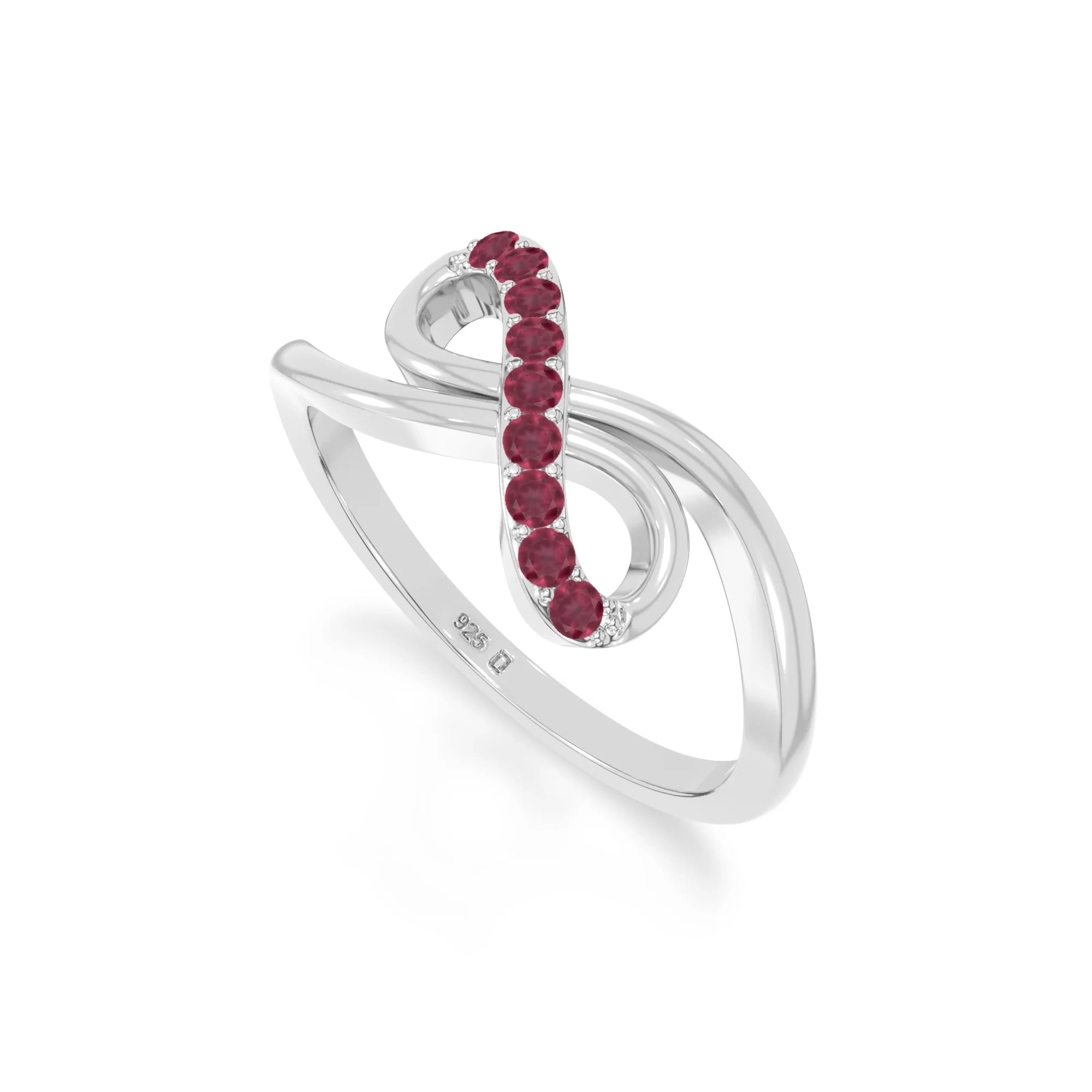 natural ruby infinity promise rings in sterling silver 