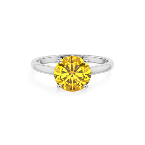 lab grown yellow sapphire round solitaire engagement ring