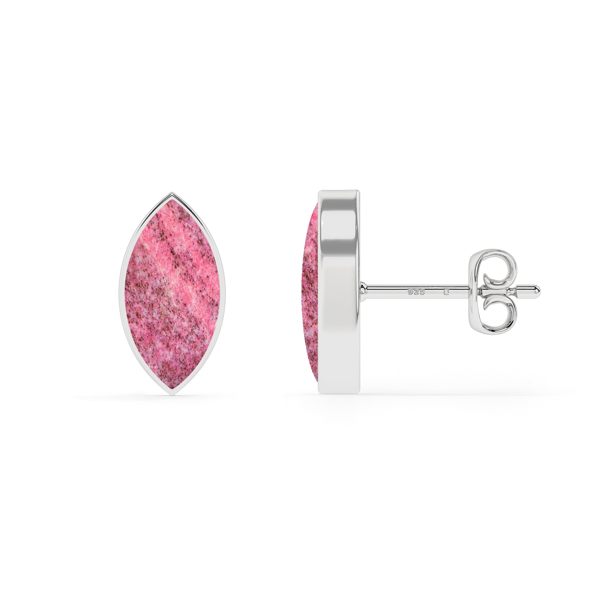 natural thulite marquise shape stud earrings