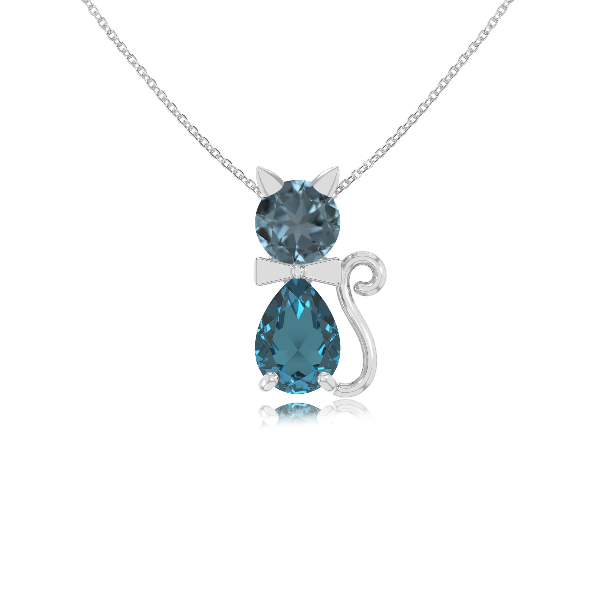natural london-blue-topaz cat necklaces in sterling silver 