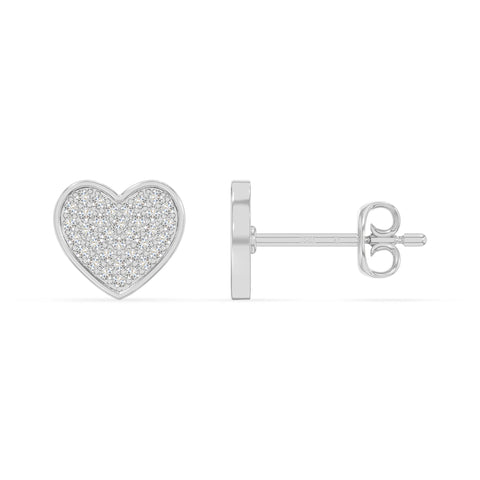 moissanite heart stud earrings in sterling silver 