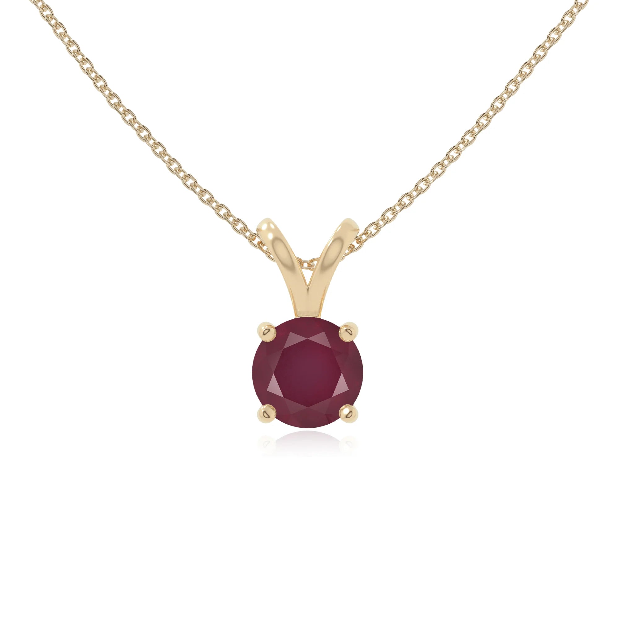 natural ruby v-bale solitaire necklaces in yellow gold vermeil 
