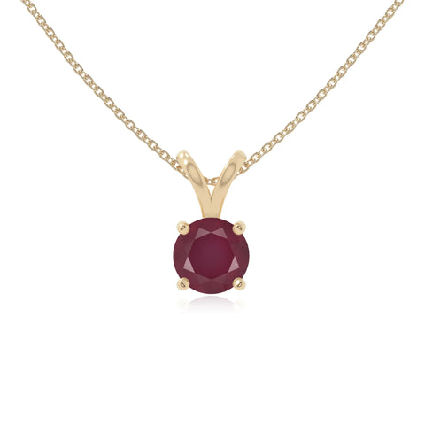natural ruby v-bale solitaire necklaces in yellow gold vermeil 