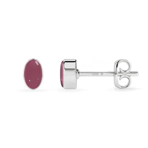 natural pink tourmaline oval shape stud earrings