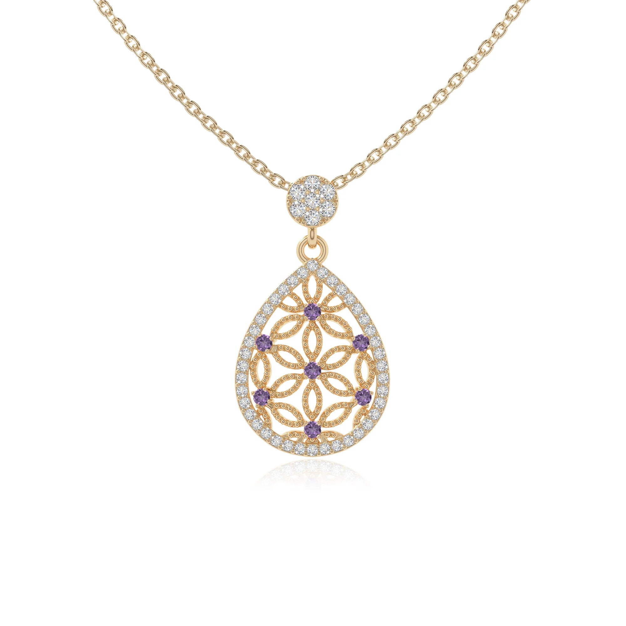 natural amethyst infinity love knot necklaces in yellow gold vermeil 