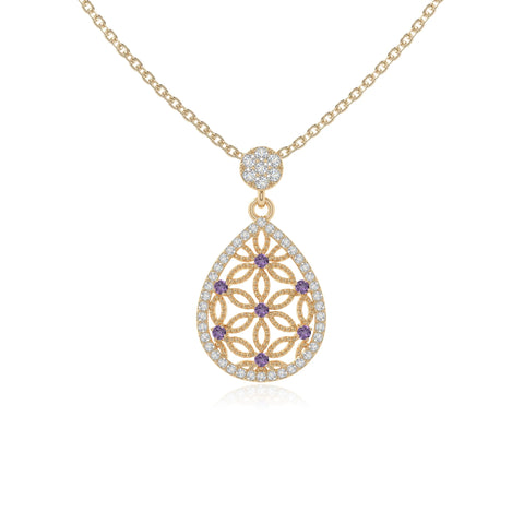 natural amethyst infinity love knot necklaces in yellow gold vermeil 