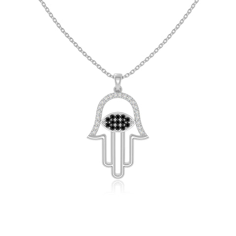 natural black-onyx evil eye hamsa hand necklaces in sterling silver 