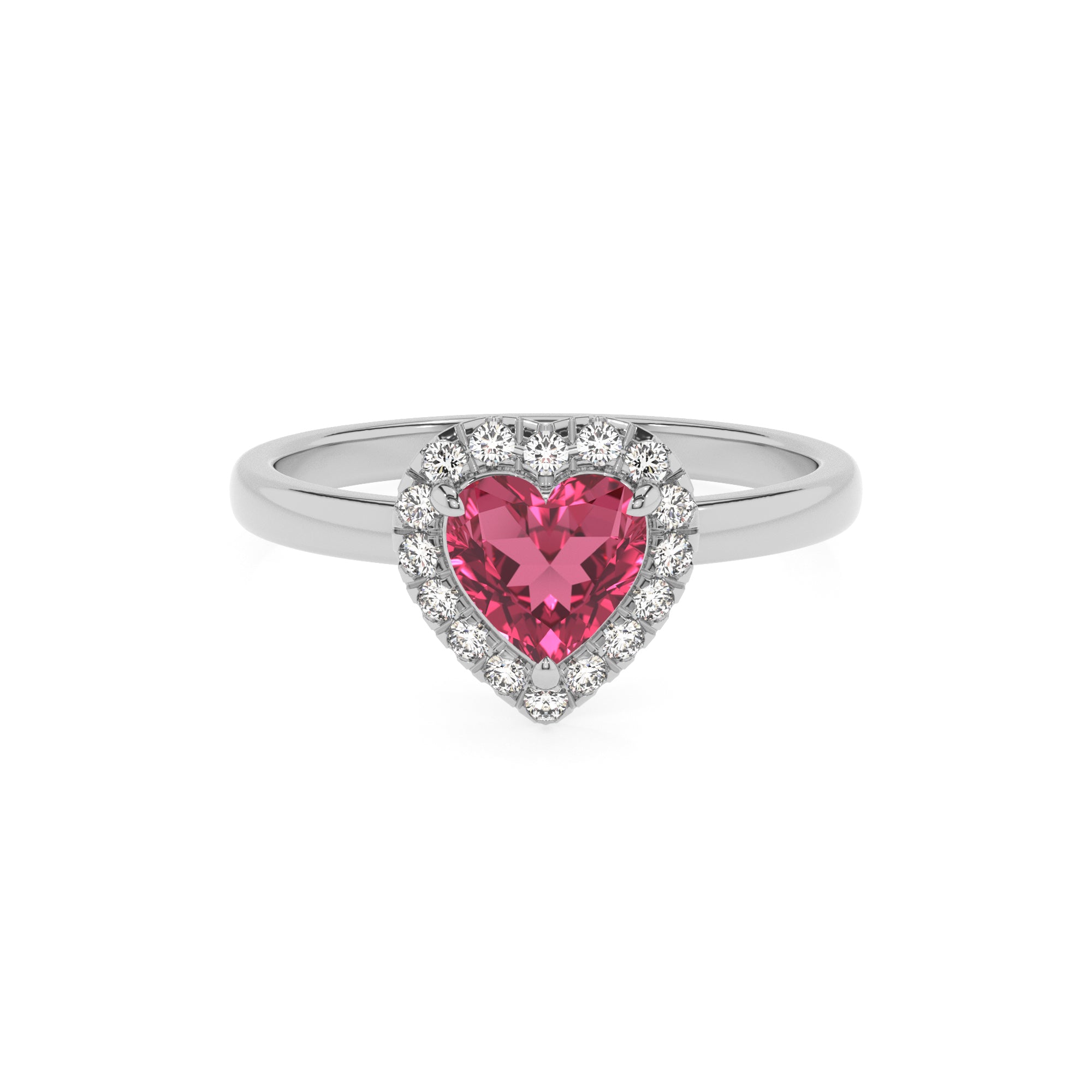 lab-grown pink-tourmaline heart halo solitaire engagement ring