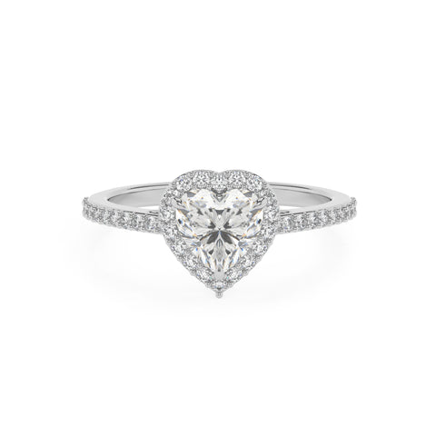 lab-grown moissanite heart half eterity halo solitaire engagement ring