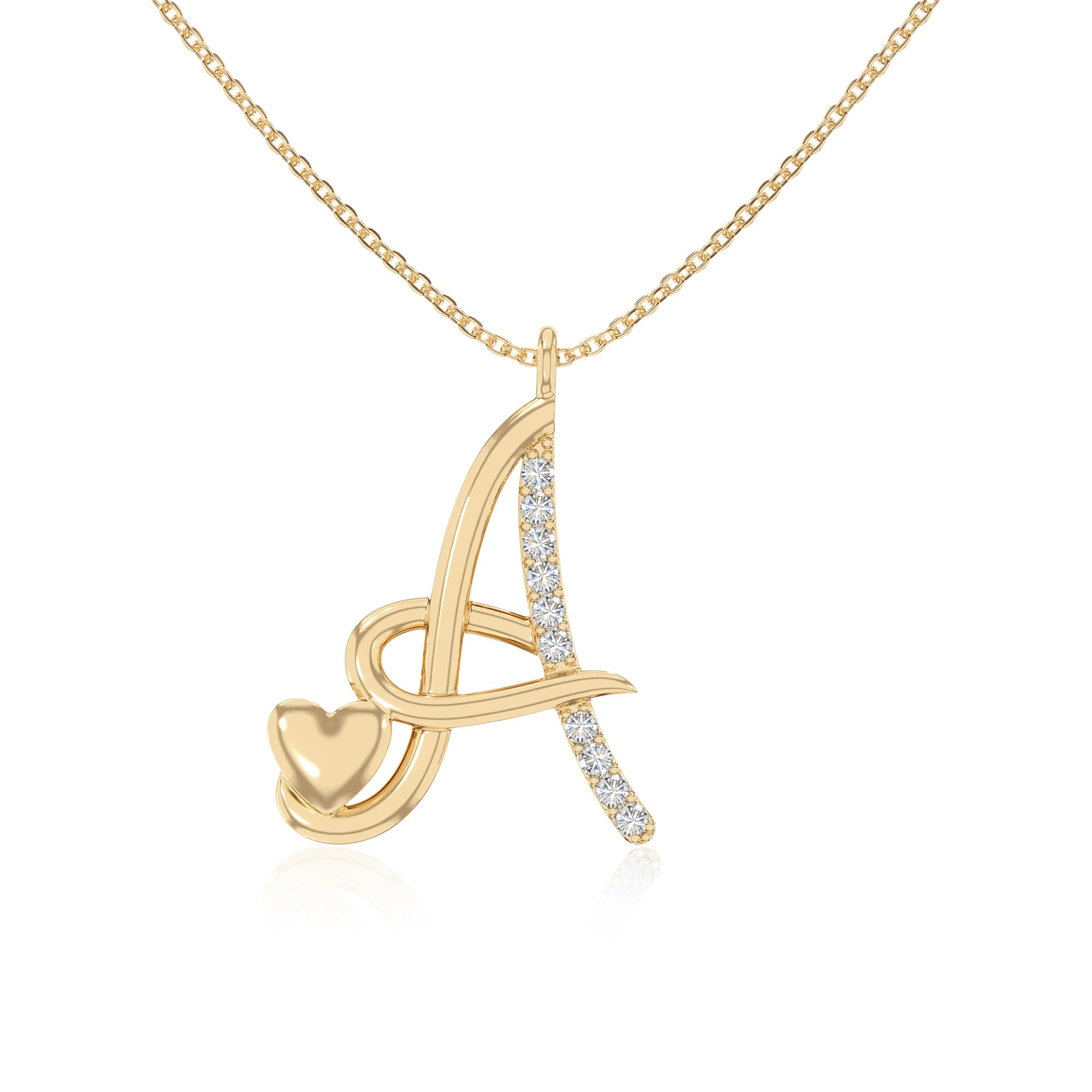 moissanite Initials necklaces in yellow gold vermeil 