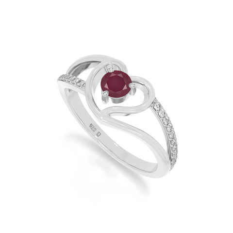 natural ruby heart promise rings in sterling silver 