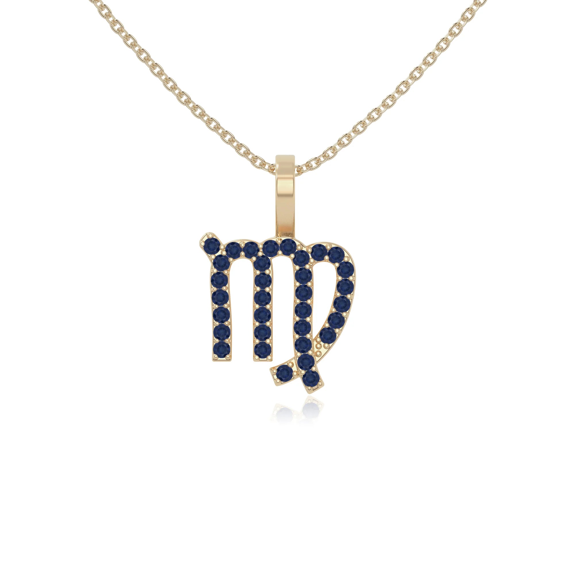 natural blue-sapphire virgo zodiac necklaces in yellow gold vermeil 