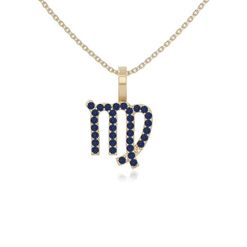natural blue-sapphire virgo zodiac necklaces in yellow gold vermeil 