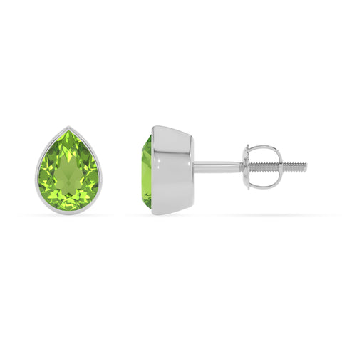 natural peridot pear stud earrings 