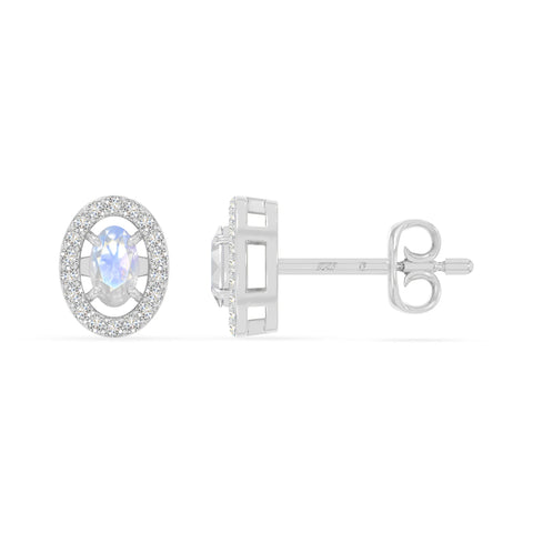 natural rainbow-moonstone halo stud earrings in sterling silver 