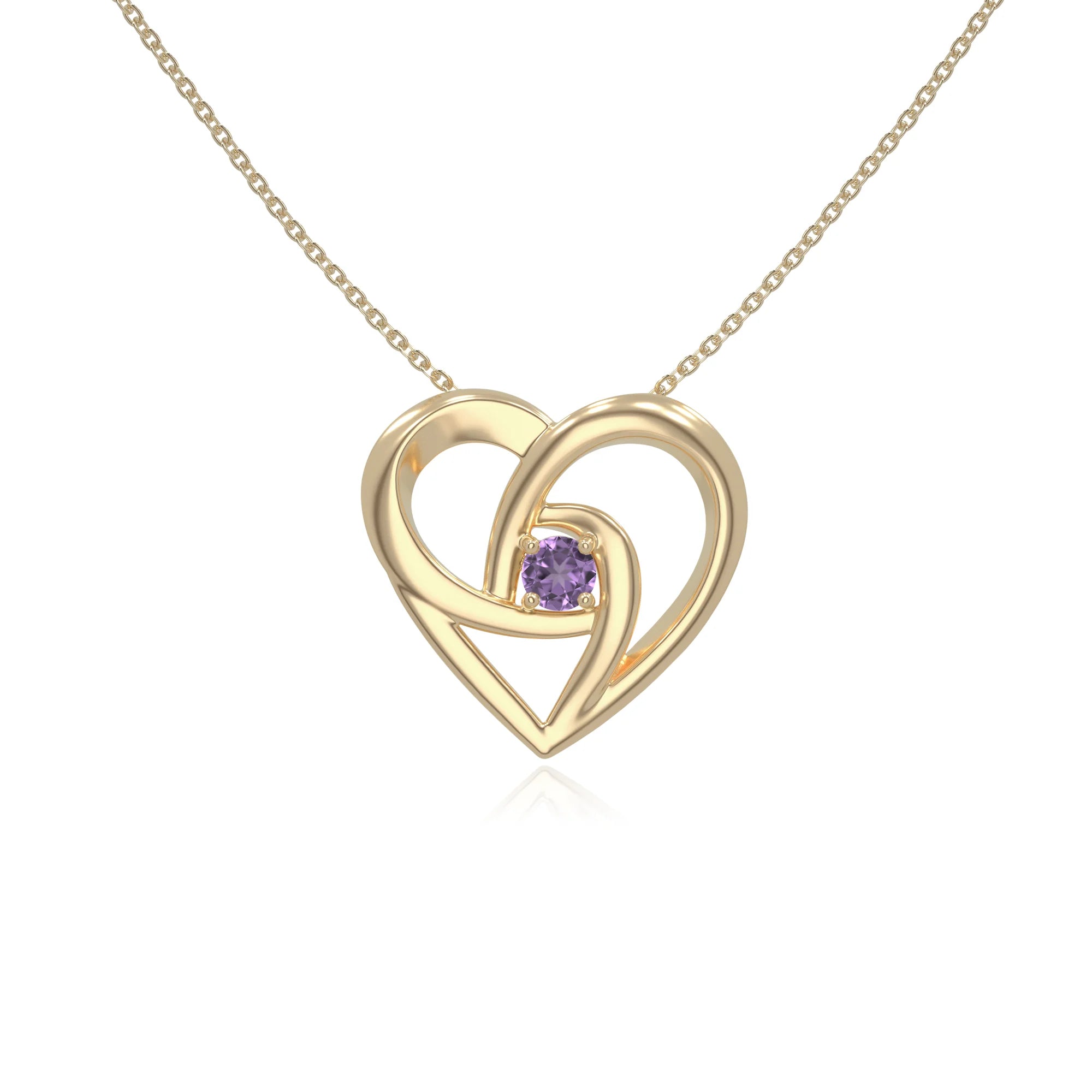 natural amethyst floral heart necklaces in yellow gold vermeil 