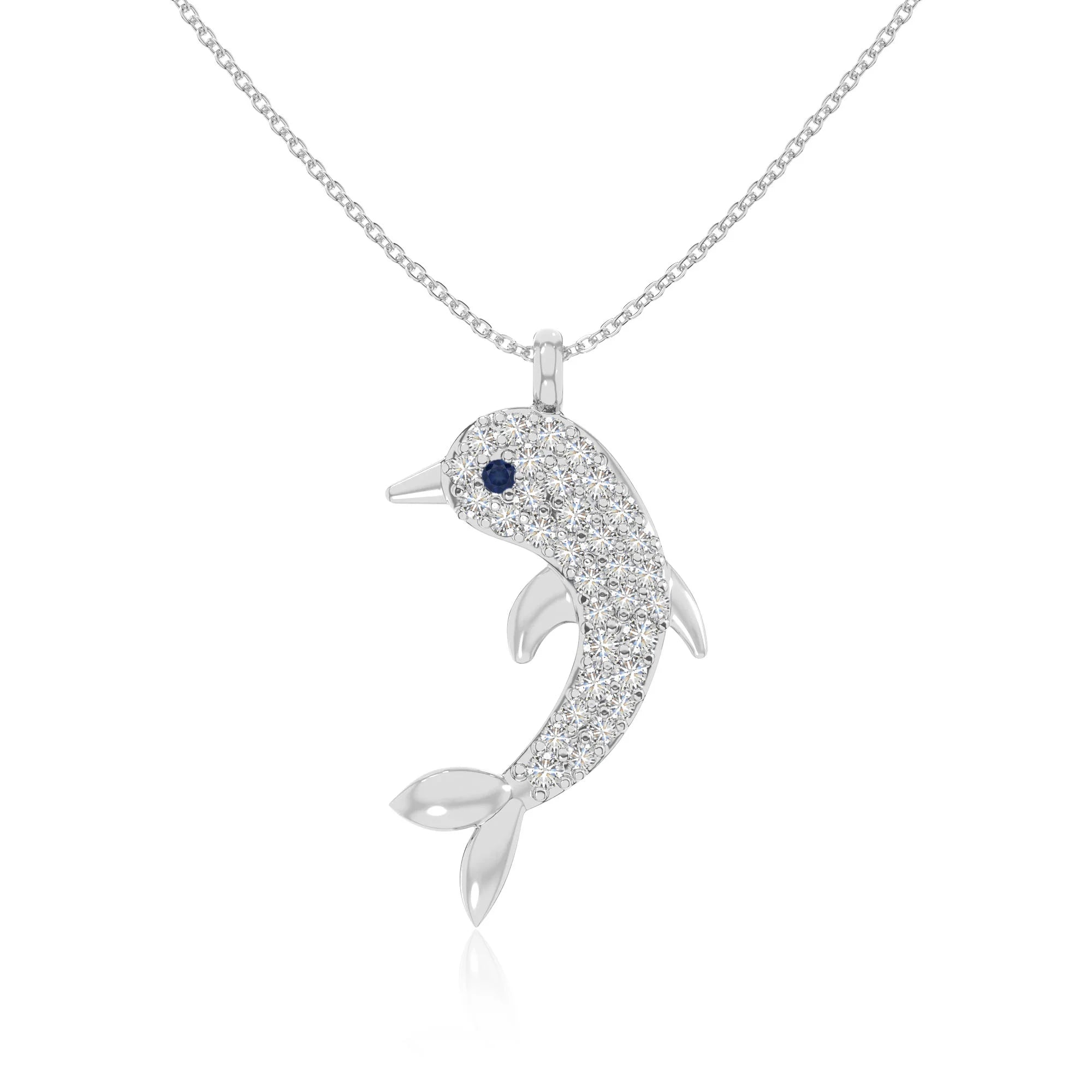 natural blue-sapphire dolphin necklaces in sterling silver 
