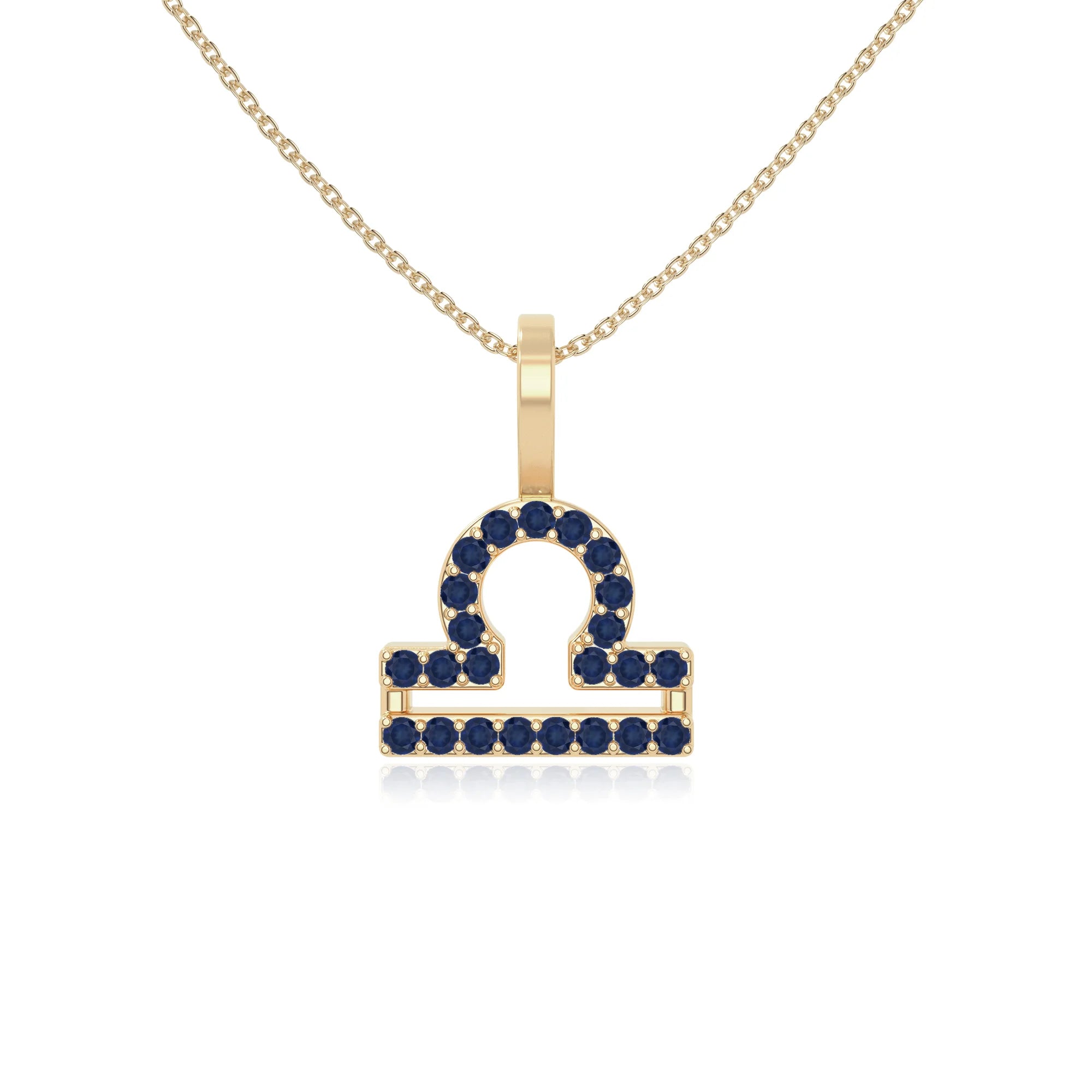 natural blue-sapphire libra zodiac necklaces in yellow gold vermeil 