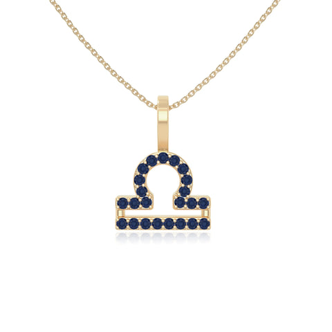 natural blue-sapphire libra zodiac necklaces in yellow gold vermeil 