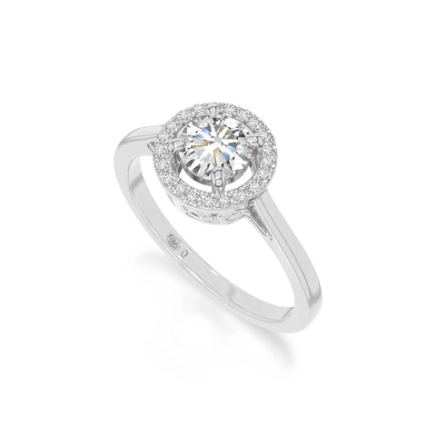 natural moissanite solitaire halo engagement rings in sterling silver 