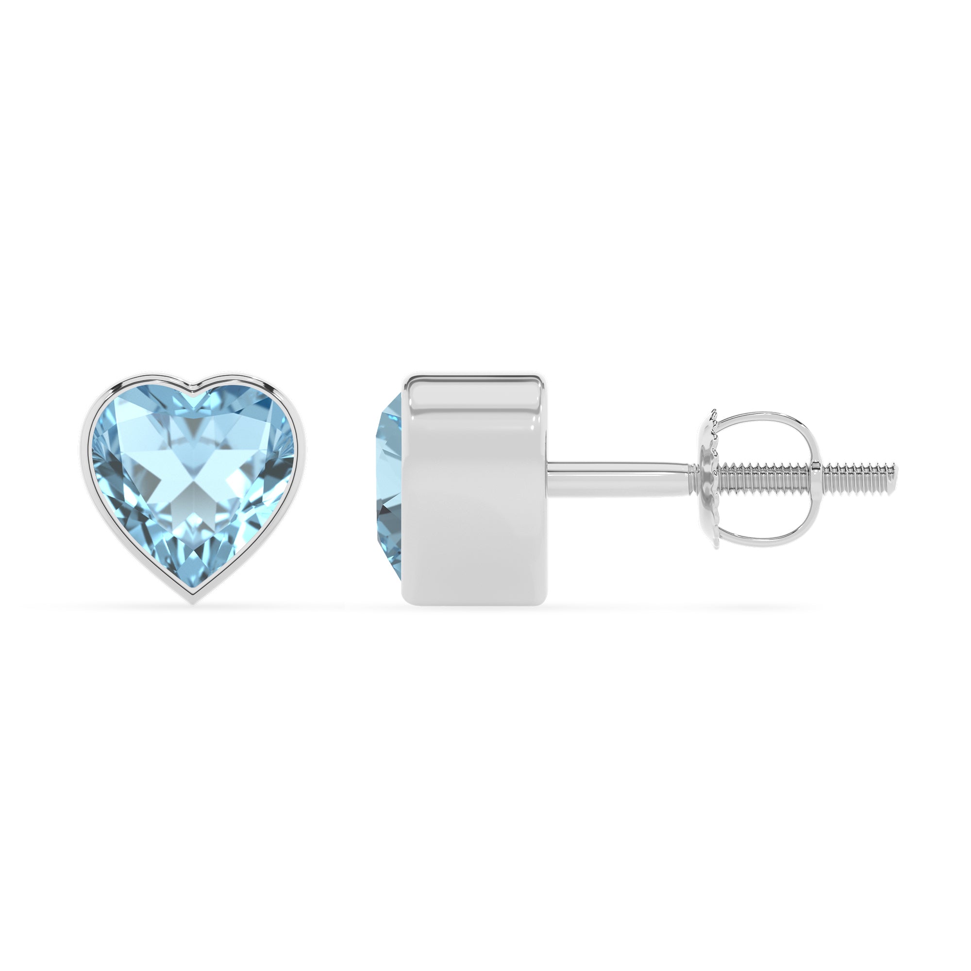 lab grown aquamarine heart stud earrings 