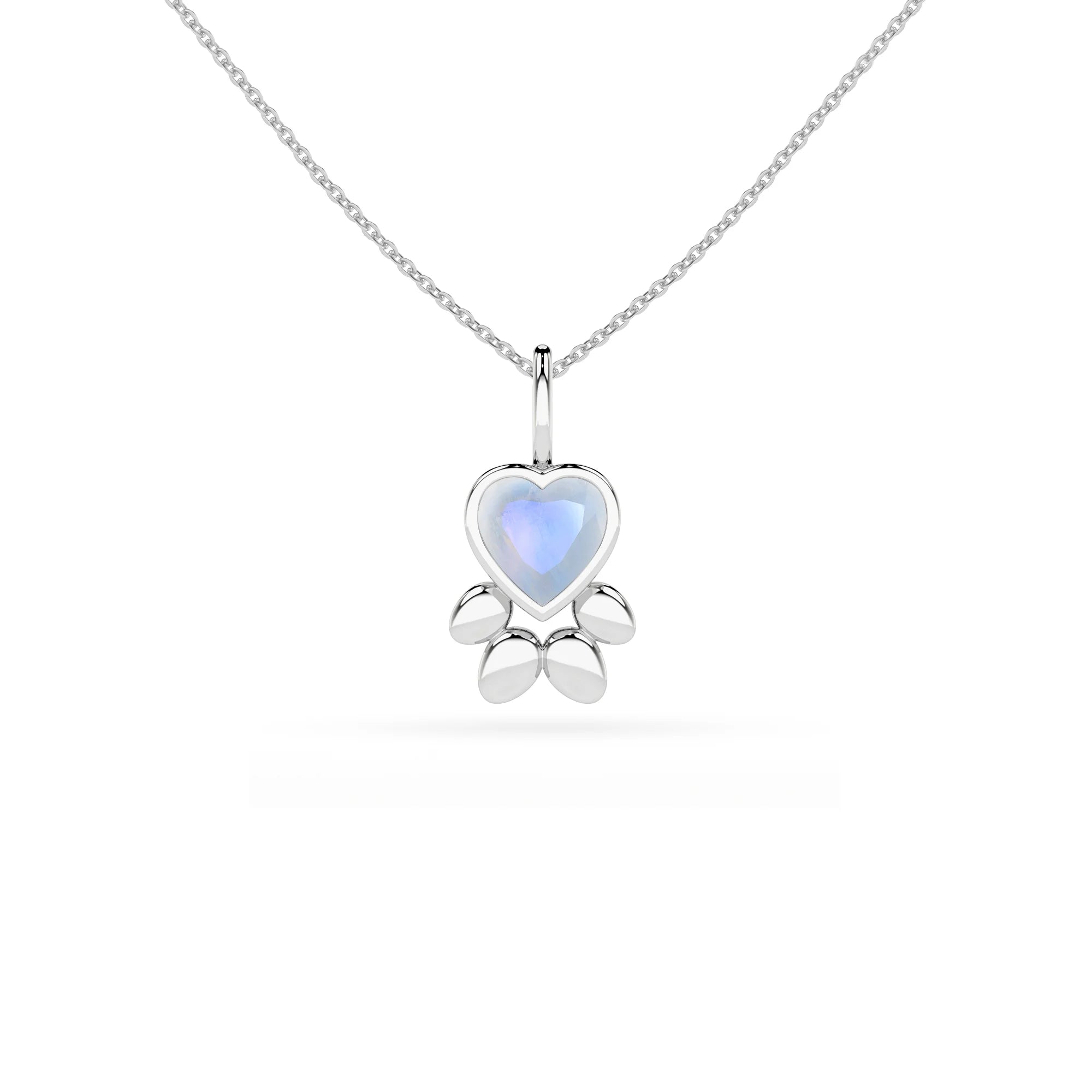 natural rainbow-moonstone paw shape pendant necklace