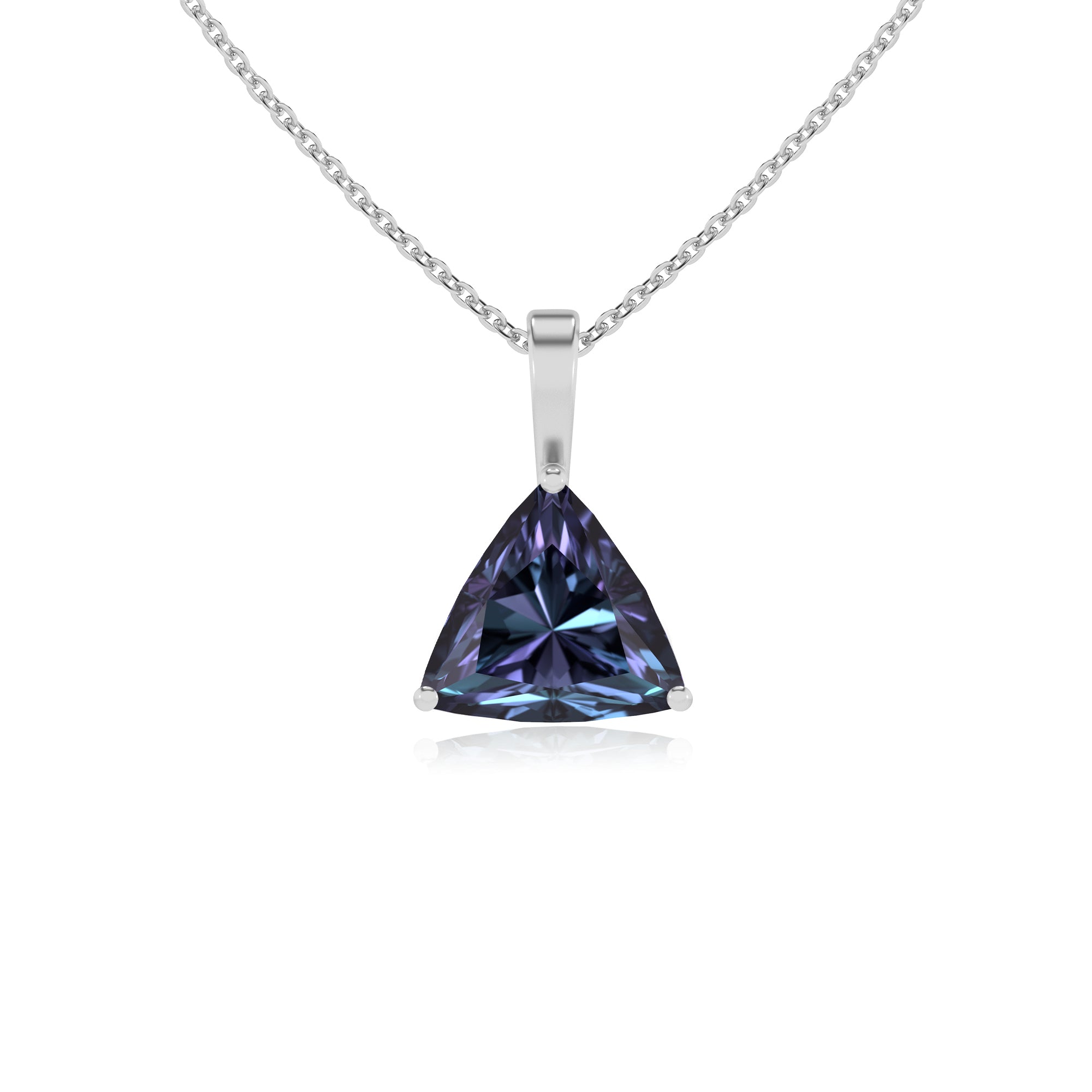 lab grown alexandrite trillion shape solitaire pendant necklace