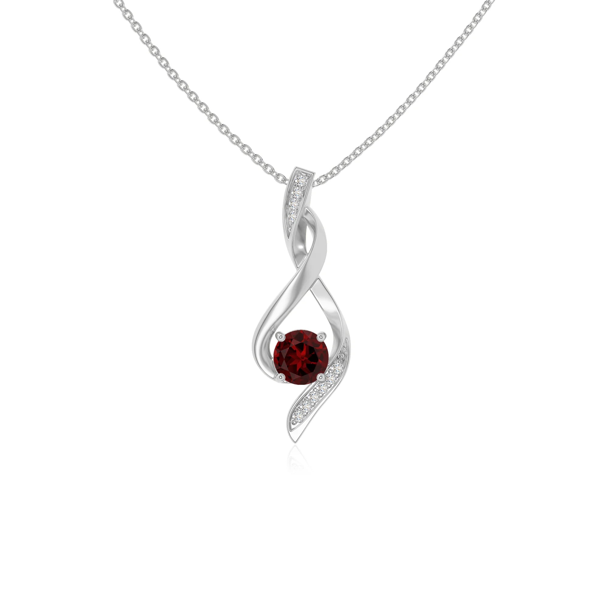natural garnet infinity necklaces in sterling silver 