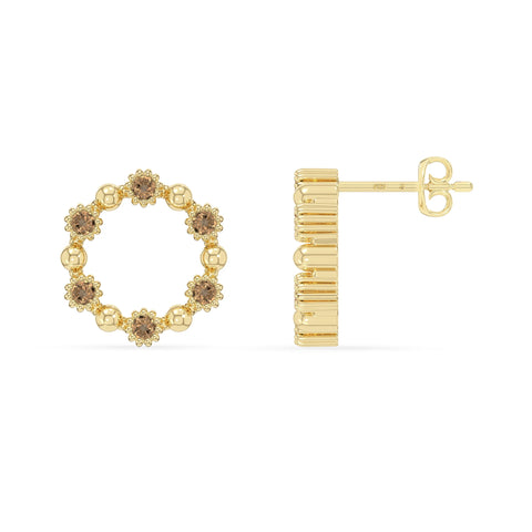 natural citrine circle-of-life stud earrings in yellow gold vermeil 