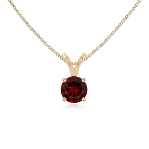 natural garnet v-bale solitaire necklaces in yellow gold vermeil 