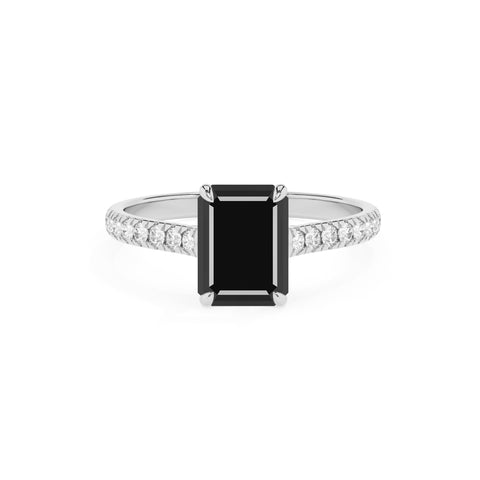 natural black-onyx emerald half eterity solitaire engagement ring