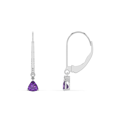 lab grown amethyst trillion dangle earrings with moissanite 