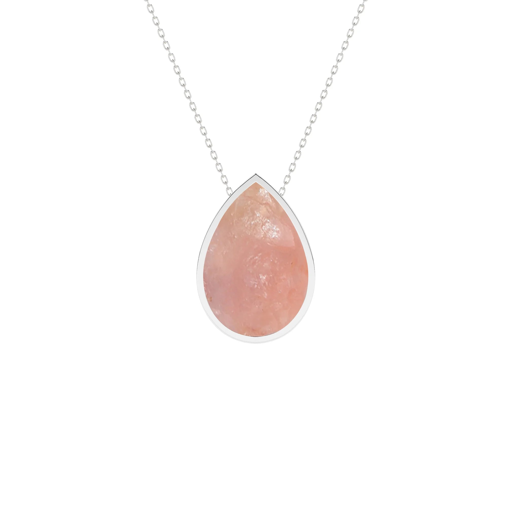 natural rose-quartz pear shape pendant necklace