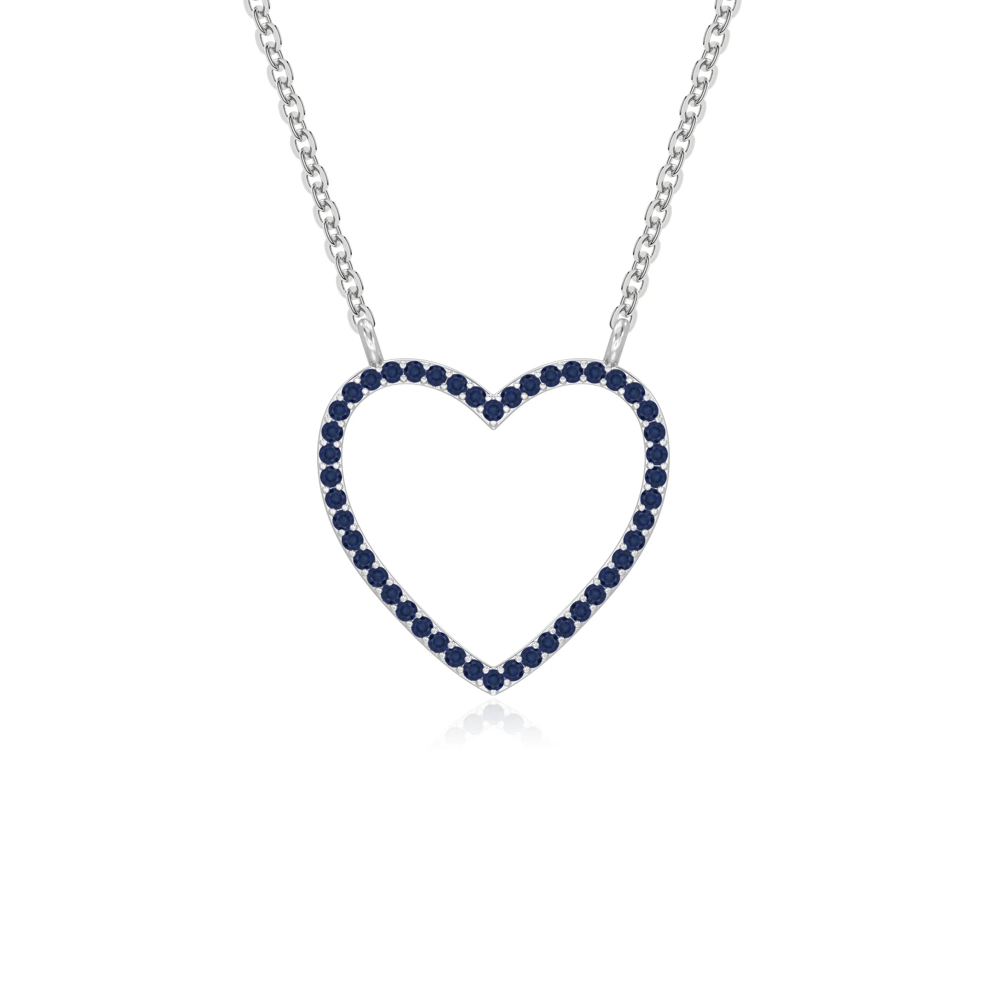 natural blue-sapphire heart necklaces in sterling silver 