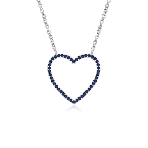 natural blue-sapphire heart necklaces in sterling silver 
