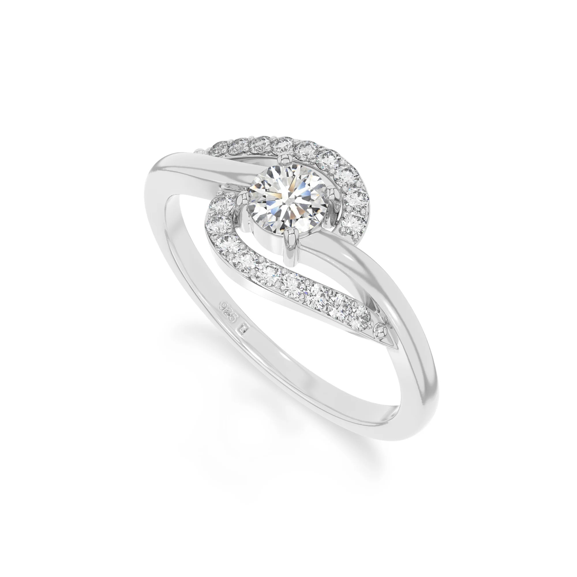 natural moissanite infinity solitaire rings in sterling silver 