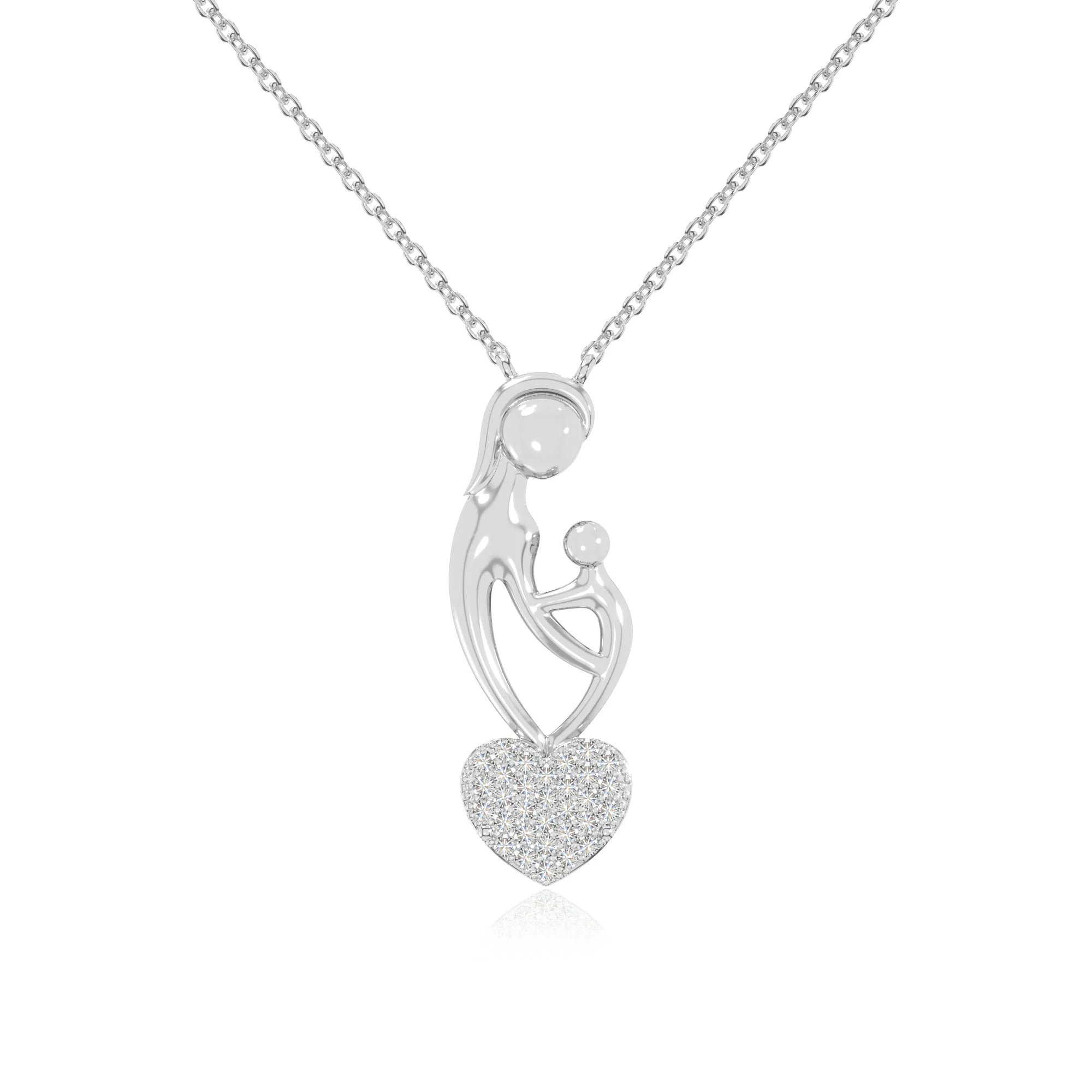 moissanite mother child heart necklaces in sterling silver 