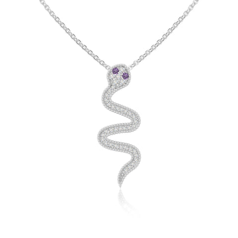 natural amethyst snake necklaces in sterling silver 