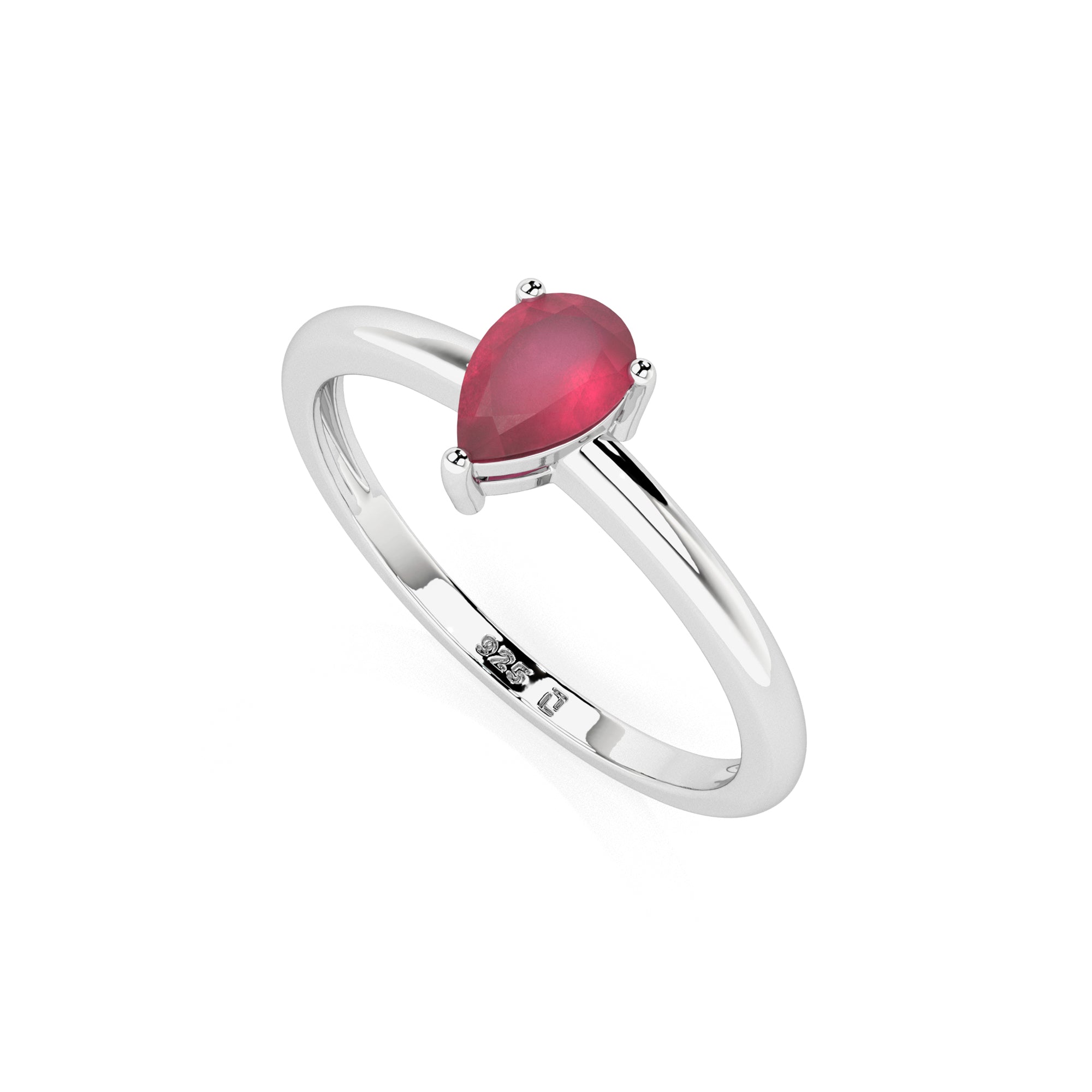 ruby pear cut stackable prong-set ring