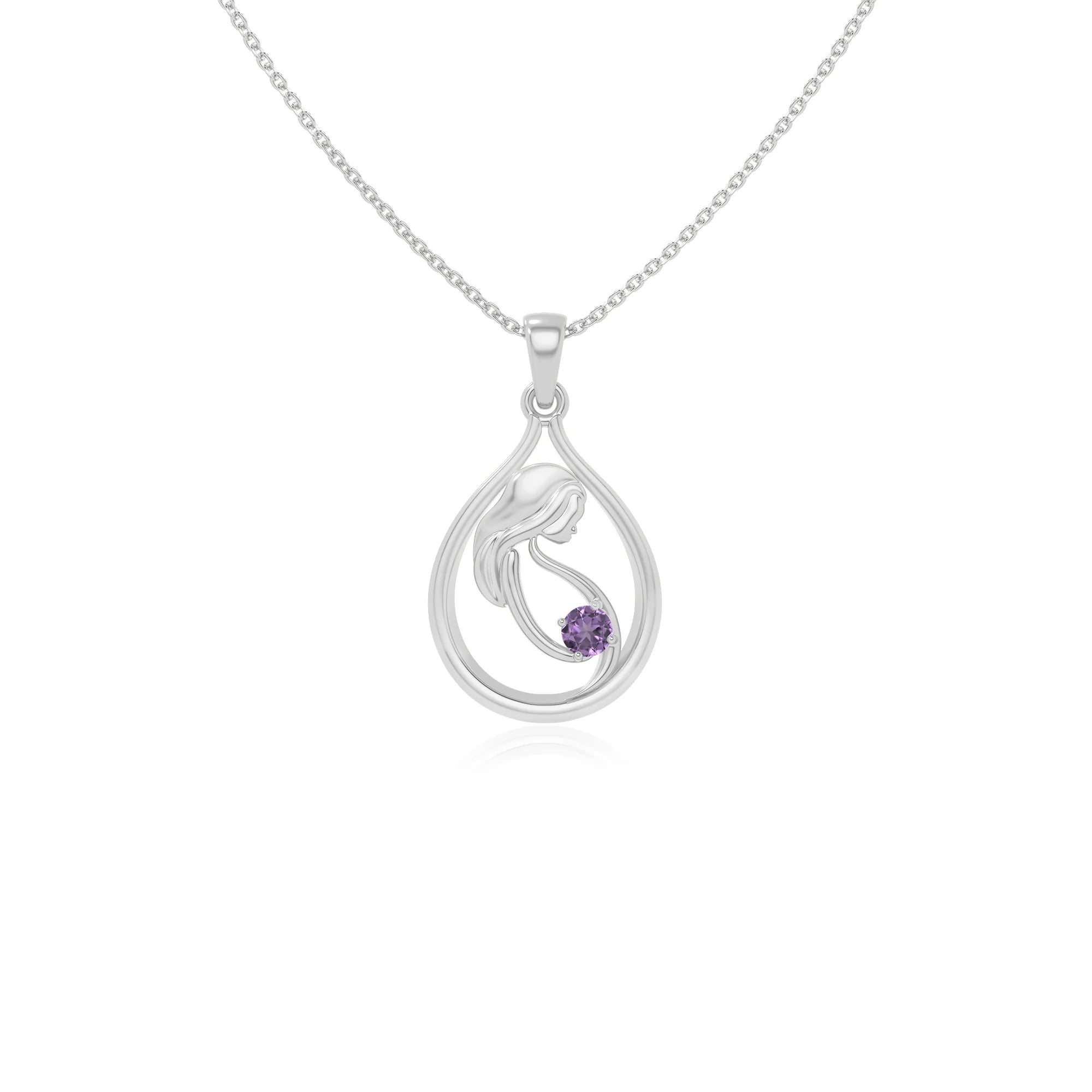 natural amethyst mom to be necklaces in sterling silver 