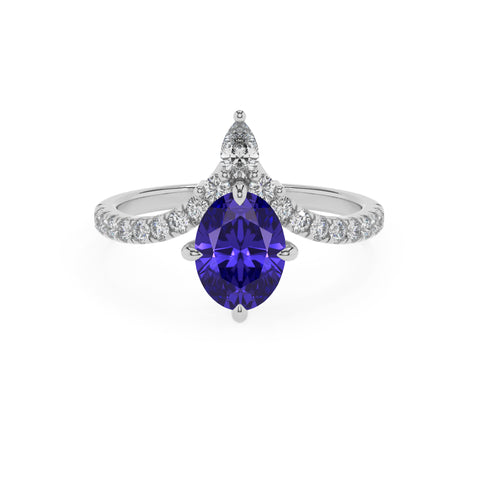 lab-grown tanzanite oval solitaire engagement ring