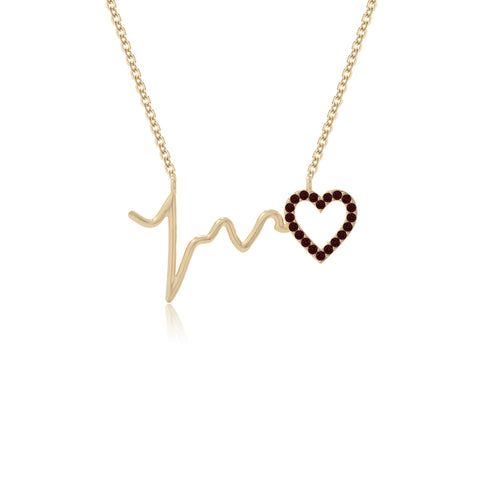 natural garnet heartbeat necklaces in yellow gold vermeil 