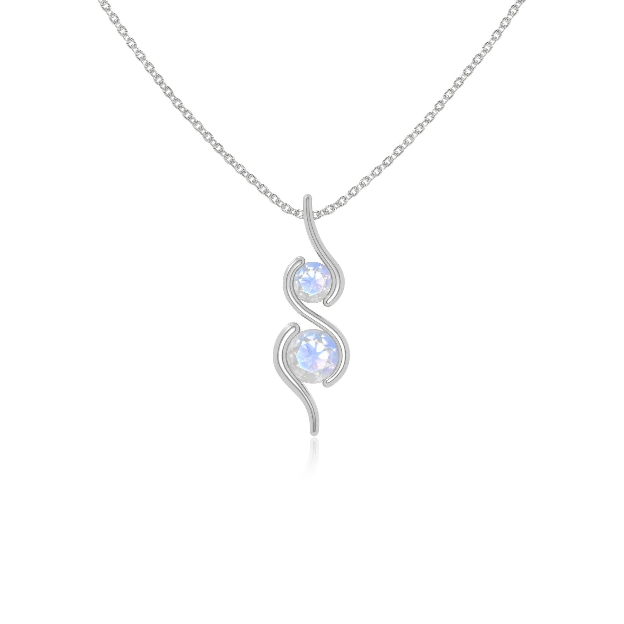 rainbow moonstone 2 stone infinity necklaces in sterling silver 