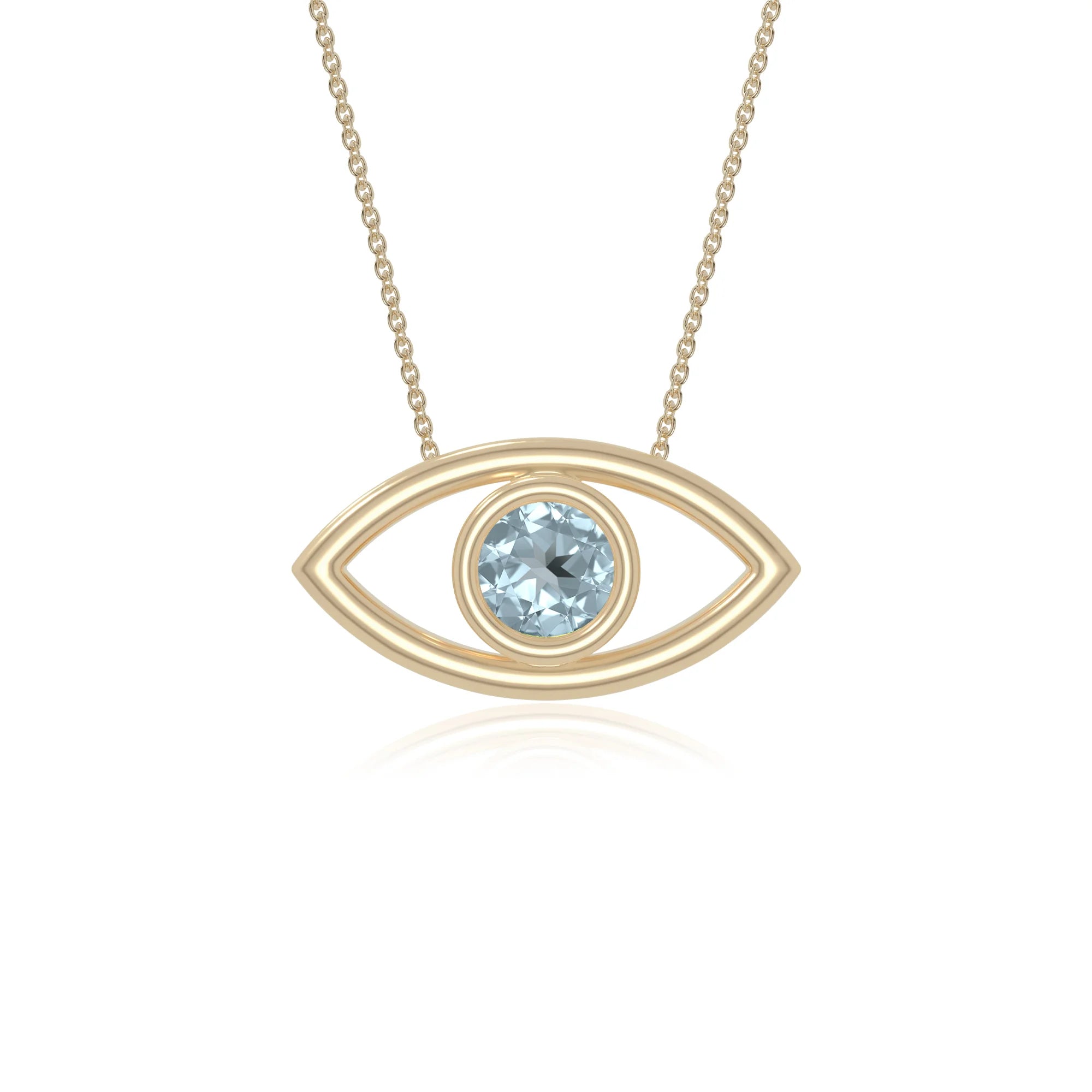 natural aquamarine evil eye necklaces in yellow gold vermeil 