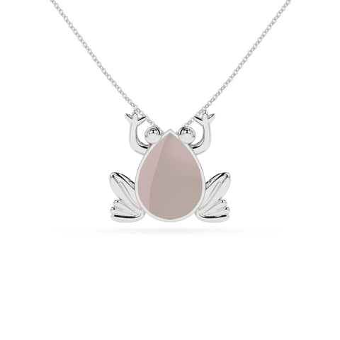 natural rose-quartz frog shape pendant necklace