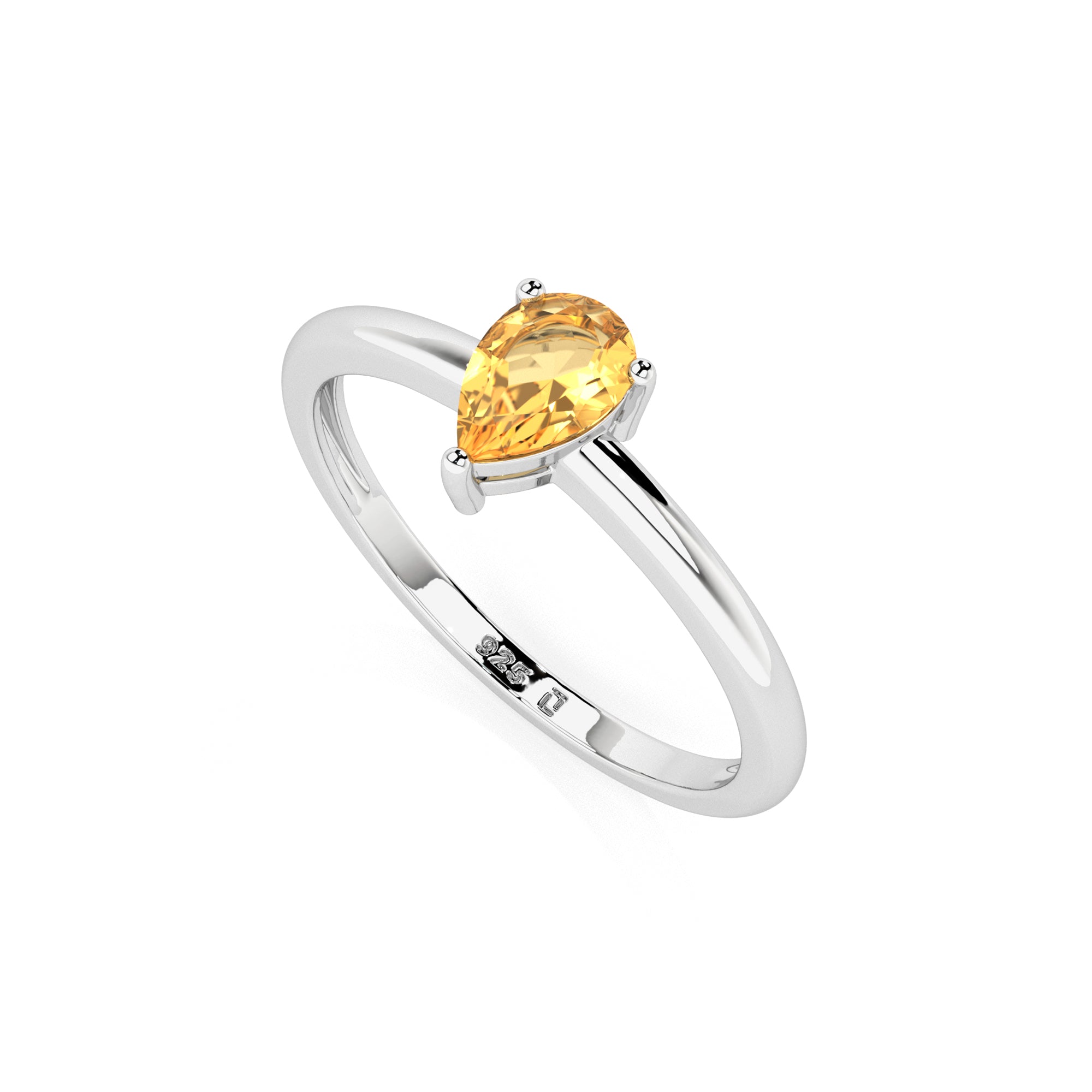 citrine pear cut stackable prong-set ring