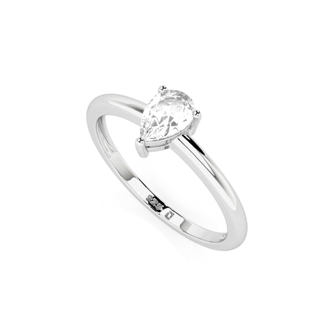 white topaz pear cut stackable prong-set ring