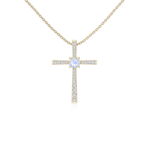 rainbow moonstone cross necklaces in yellow gold vermeil 